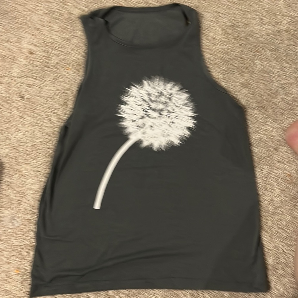 Grey tank with dandelion never been worn.